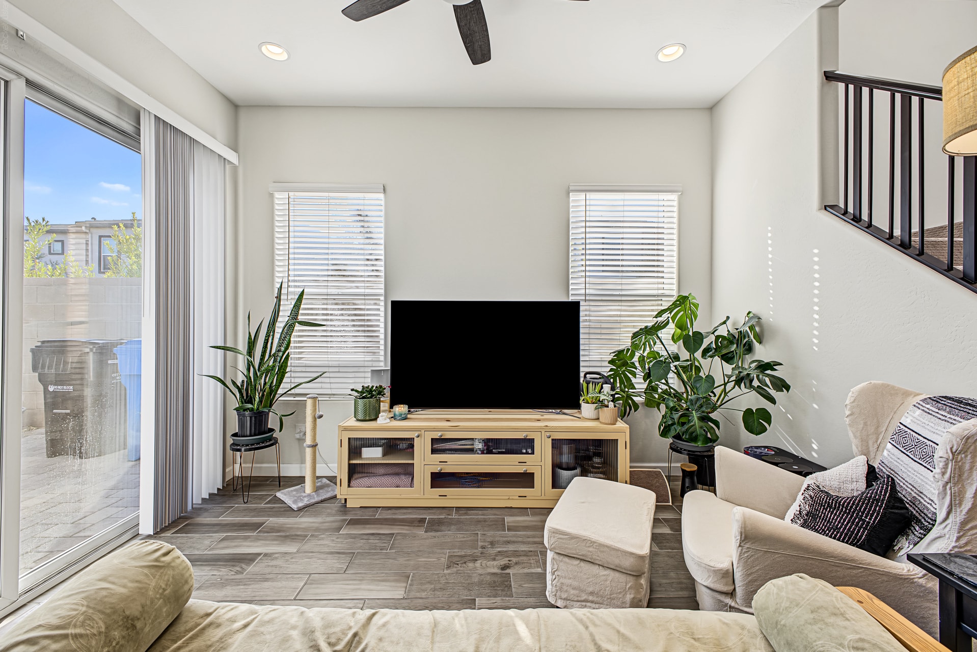 Interior — living room with wood-look floors